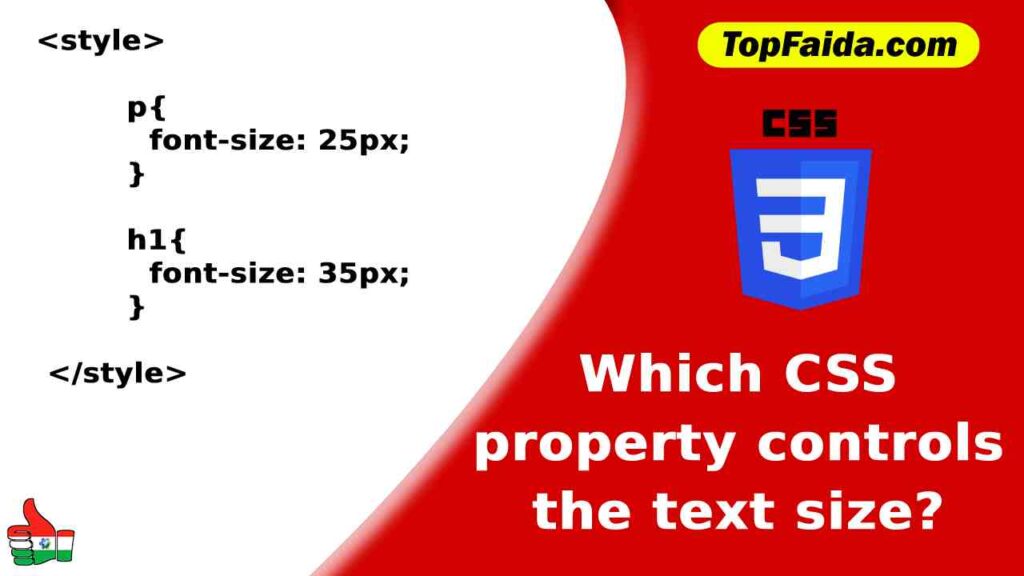 Which CSS property controls the text size?
